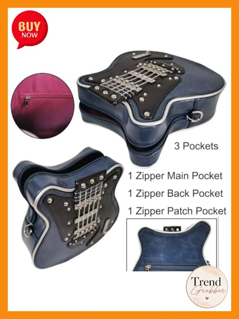 PU Leather Guitar Shaped Crossbody Shoulder Bag